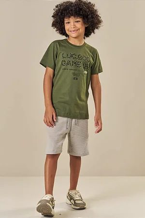 Conjunto Luc.boo Camiseta Estampada e Bermuda Texturizada – 4 ao 12