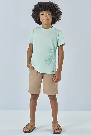 Conjunto Luc.boo Camiseta Minimalista e Bermuda de Linho – 4 ao 8