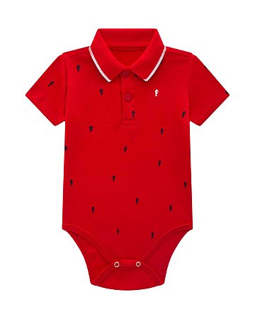 Body Polo Bebê Onda Marinha Algodão Estampa Minimalista - P ao G
