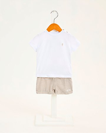 Conjunto Bebê Onda Marinha Camiseta com Botões e Bermuda Leve – P ao G