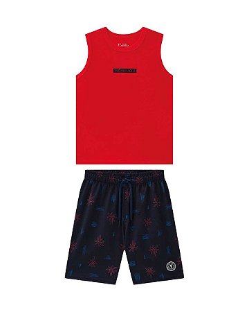 Conjunto Infantil Onda Marinha Regata Minimalista e Bermuda d’Água – 4 ao 10