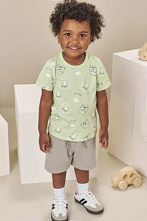 Conjunto Infantil Luc.boo Camiseta Bichinhos e Bermuda Moletom – 1 ao 3