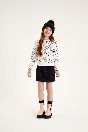 Conjunto Nina Go Moletom Corações com Shorts Saia - 12 ao 16