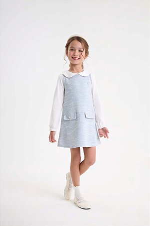 Vestido Somnii Infantil em Malha Tweed com Detalhes em Pérola - 4 ao 12
