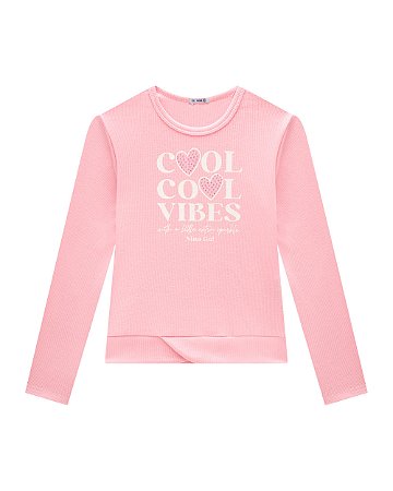 Blusa Nina Go Manga Longa Canelada Strass - 14 ao 18