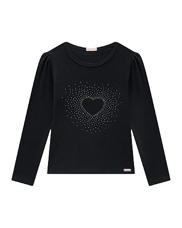 Blusa Somnii Manga Longa Canelada com Brilho - 4 ao 14