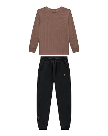 Conjunto Onda Marinha Camiseta manga longa 4 ao 16