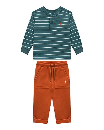 Conjunto Onda Marinha Listrado Manga Longa - P ao GG