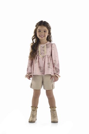 Conjunto Kiki Infantil Capivaras Blusa e Shorts - 1 ao 4