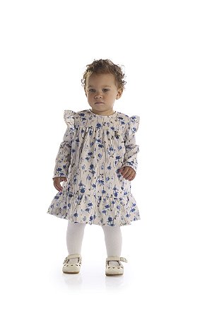 Vestido Kiki Bebê Floral com Babado - P ao G