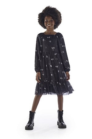 Vestido Menina Anjo Tule Laços e Corações - 12 ao 18