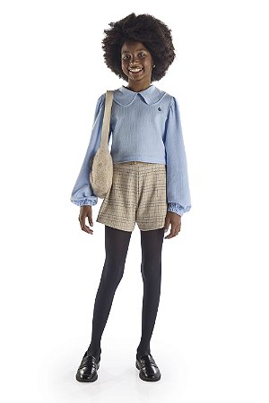 Conjunto Menina Anjo Shorts Xadrez Cinto - 12 ao 18