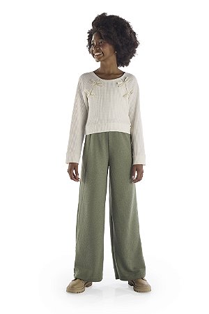 Conjunto Menina Anjo Lurex Calça Wide Leg 12 ao 18