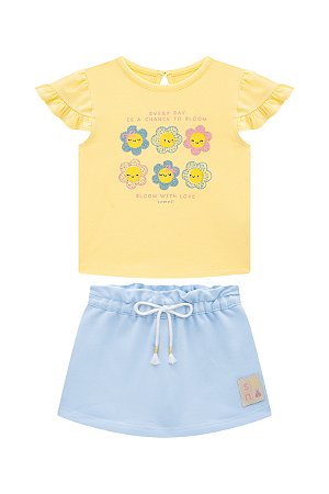 Conjunto Somnii Blusa Manga Babado Strass P ao GG