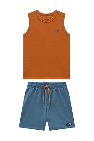 Conjunto Onda Marinha Regata Bermuda D'água Texturizada 1 ao 10