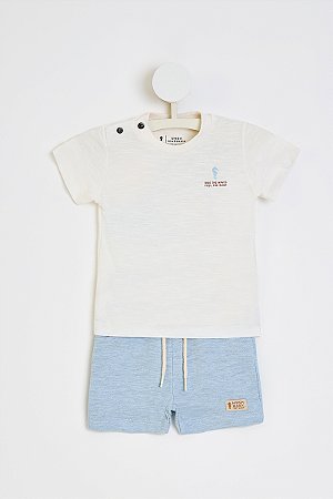 Conjunto Onda Marinha Camiseta Flamê e Bermuda P ao 3
