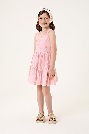 Vestido Somnii Linho Floral com Plaquinha Metalizada 4 ao 12