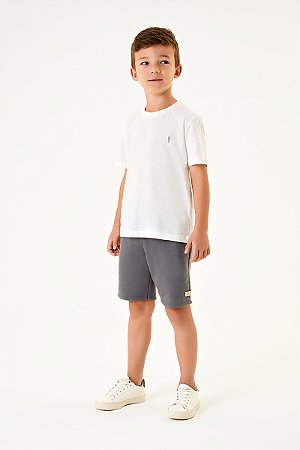 Conjunto Onda Marinha Camiseta Flamê Bermuda Moletinho 4 ao 10