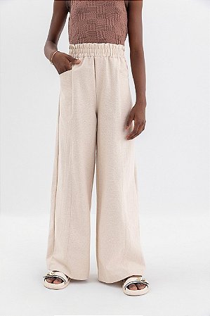 Calça Menina Anjo Wide Leg Algodão Bolsos 12 ao 18