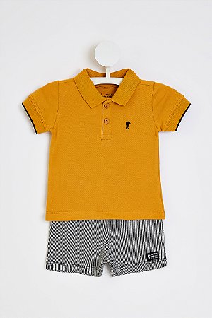 Conjunto Onda Marinha Polo Piquet Bermuda Listrada P ao 3