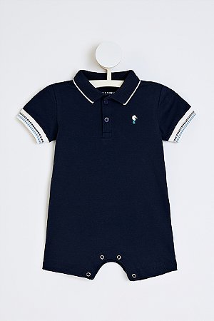 Macacão Onda Marinha Polo Logo Bordado Algodão P ao GG