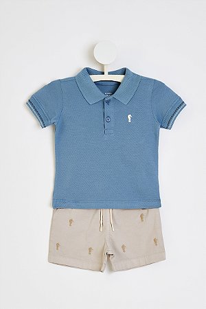 Conjunto Onda Marinha Polo Piquet Bermuda Sarja 1 ao 3