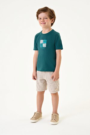 Conjunto Onda Marinha Camiseta Estampa Praiana Bermuda 4 ao 10