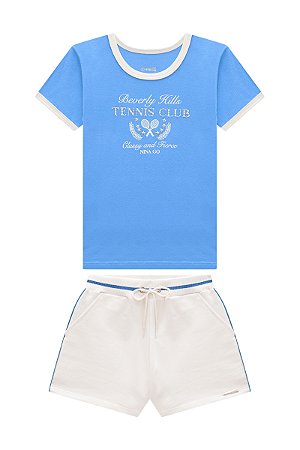 Conjunto Nina Go Blusa Estampa Shorts Listrado 14 ao 18