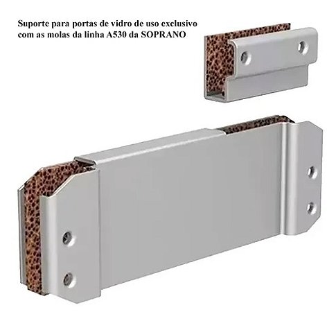 Suporte Mola Aérea Para Mola Soprano A530 Para Porta Vidro Prata