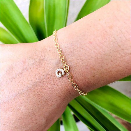 Pulseira elo simples personalizável com letra