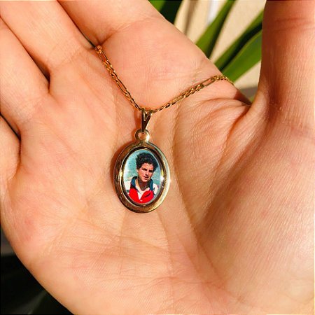 Corrente masculina com Medalha Oval do Beato Carlo Acutis