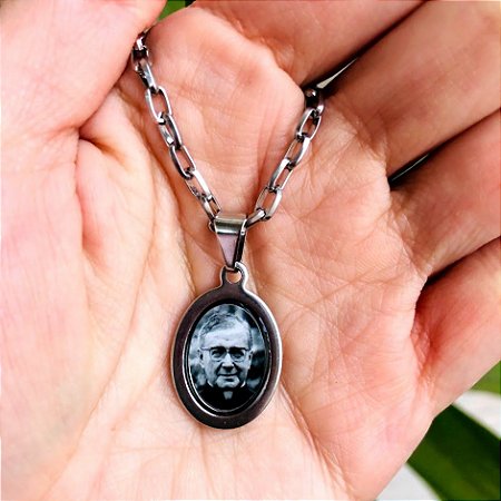 Corrente Masculina com Medalha de São Josemaria Escrivá em Aço Inox