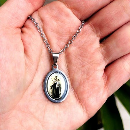 Corrente Feminina  com Medalha de Nossa Senhora do Carmo em Aço Inox