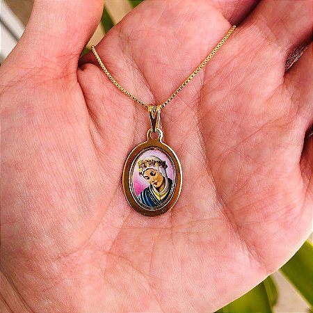 Colar com Medalha Oval de Nossa Senhora de La Salette