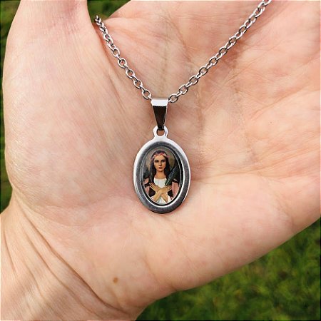 Corrente Feminina  com Medalha de Santa Filomena em Aço Inox