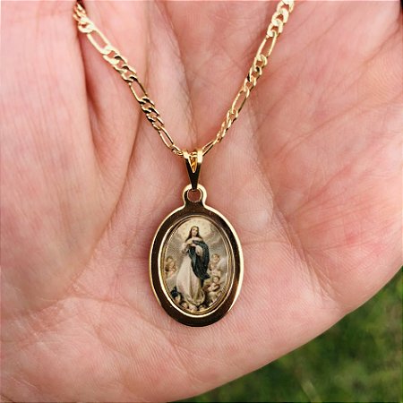 Corrente masculina com Medalha de Nossa Senhora da Conceição