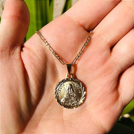 Corrente Masculina com Medalha Santa Luzia