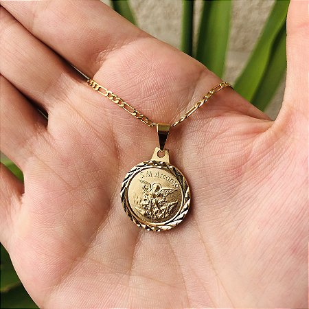 Corrente com Medalha Redonda de São Miguel Arcanjo