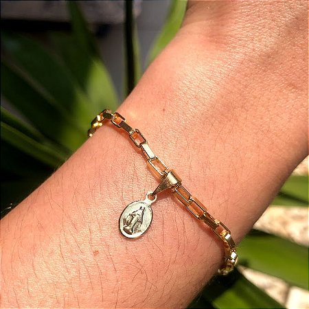 Pulseira de Consagração Nossa Senhora das Graças delicada banhada a ouro 18k