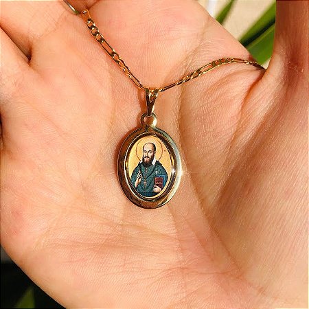 Corrente masculina com Medalha de São Francisco de Sales
