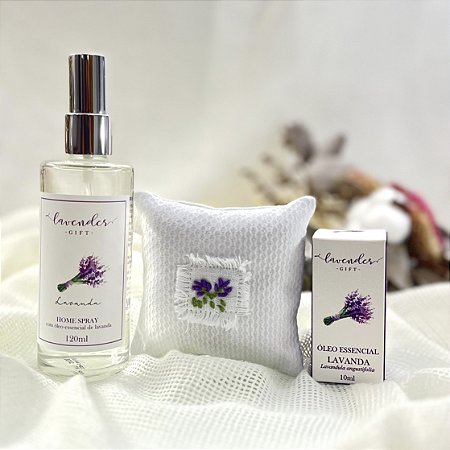 Kit Home Spray Lavanda 120ml, Sachê e Óleo Essencial