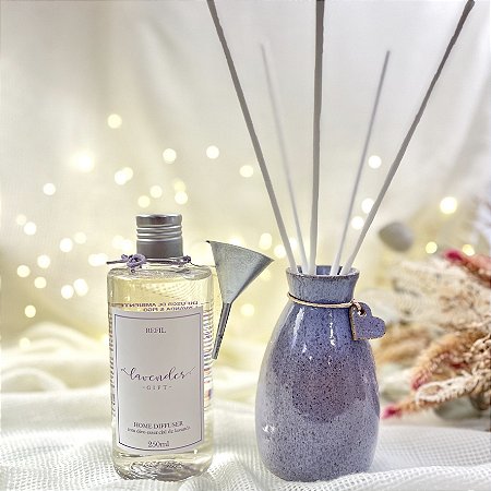 REFIL Difusor e Vaso de Cerâmica Lilás (Fragrância Lavanda)