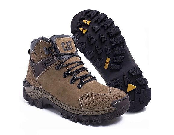 Kit Botina Caterpillar Nobuck Amarelo + Cinto e Carteira no Shoptime