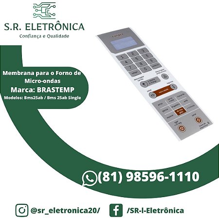 Membrana Teclado Microondas Brastemp Bms25ab / Bms 25ab Single