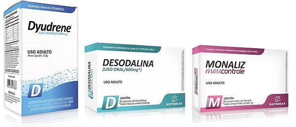 Kit Desodalina + Monaliz + Dyudrene - Sanibrás - Supremo Suplementos