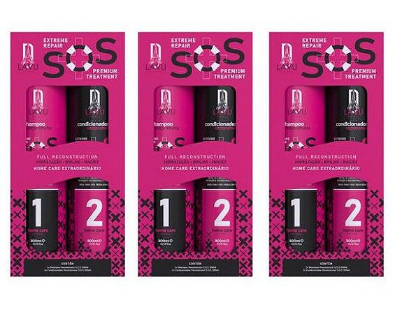 Extreme Repair SOS Premium Treatment Shampoo + Condicionador (kit c/ 3uni) - Lavu Paris