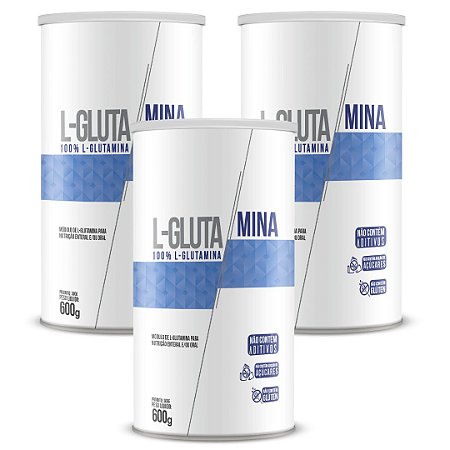 Kit 3uni L-Glutamina 600g - Clinic Mais