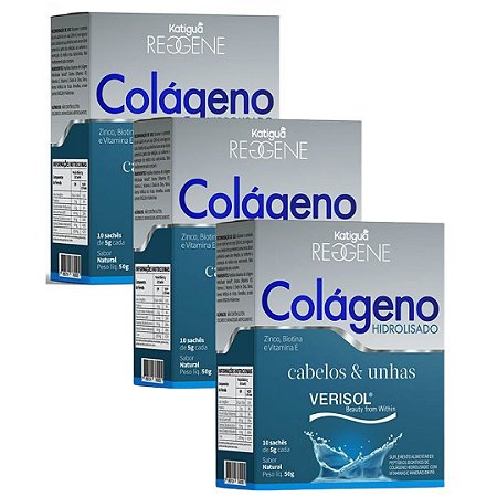 Kit 3uni Colágeno Completo Tipo ll Verisol Natural 10 Saches - Katiguá