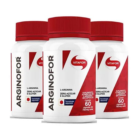 Kit 3uni Arginofor 780mg 60 cáps - Vitafor