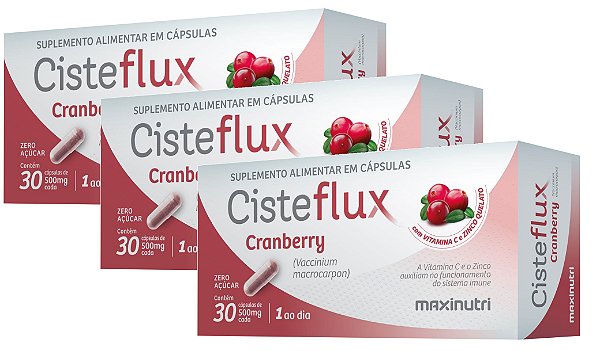 Kit 3uni Cisteflux Cranberry 30 cáps - Maxinutri